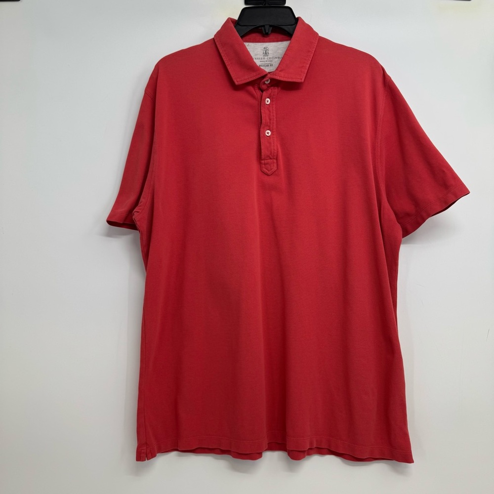 Brunello Cucinelli Polo Shirt Mens Size 58 Red Regular Fit Cotton Italy